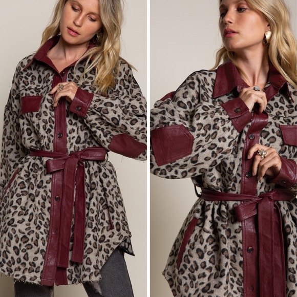 FINAL PRICE DROP Leopard Print Leather Trench Coat - Picture 7 of 8